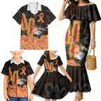 Australia Leukemia Awareness Month Family Matching Mermaid Dress and Hawaiian Shirt Flame Robin Bottlebrush Aboriginal Art