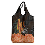 Australia Leukemia Awareness Month Grocery Bag Flame Robin Bottlebrush Aboriginal Art