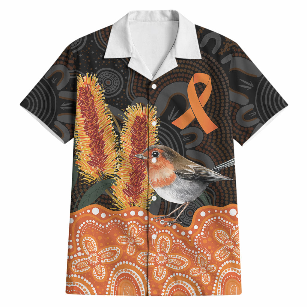 Australia Leukemia Awareness Month Hawaiian Shirt Flame Robin Bottlebrush Aboriginal Art