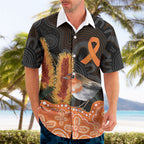Australia Leukemia Awareness Month Hawaiian Shirt Flame Robin Bottlebrush Aboriginal Art