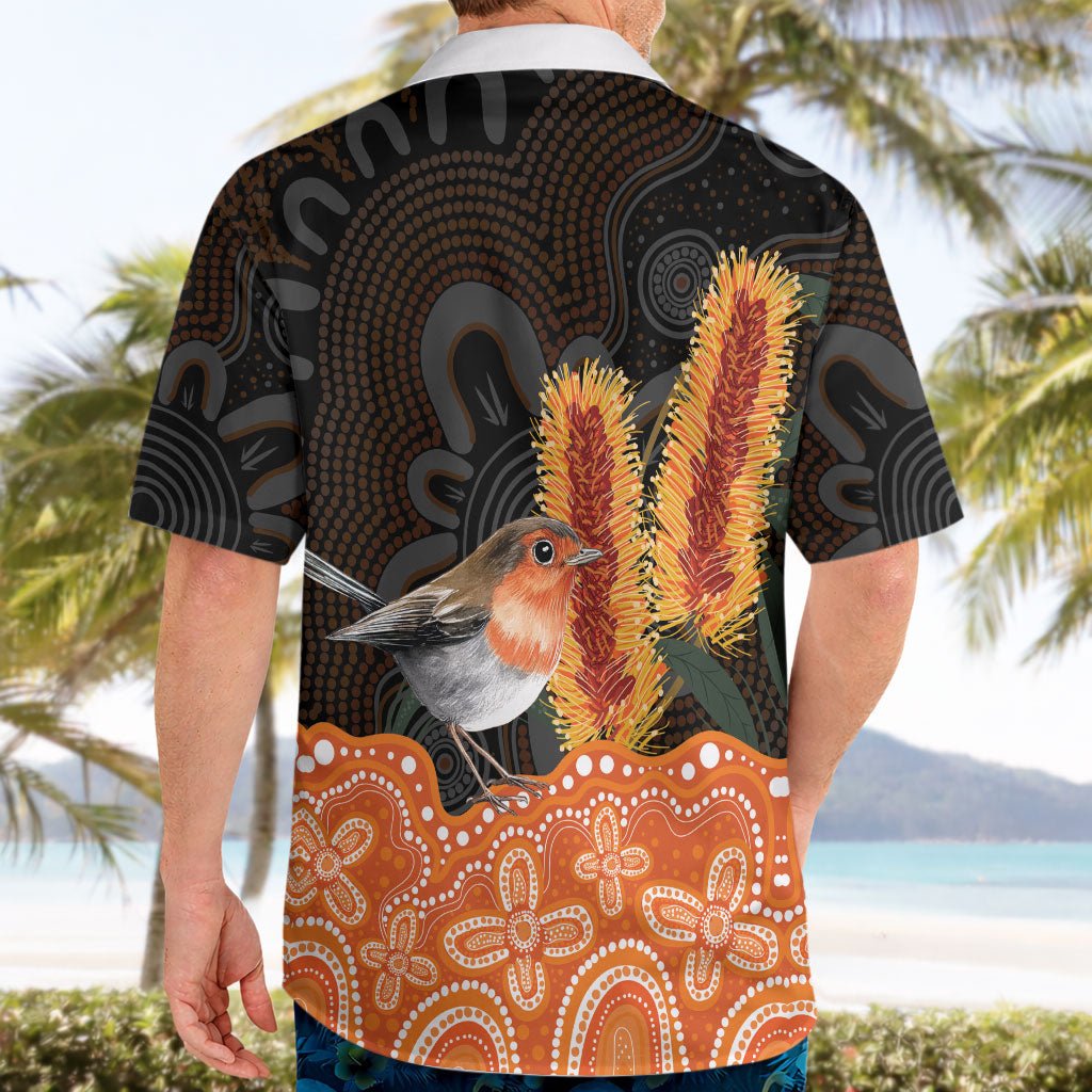 Australia Leukemia Awareness Month Hawaiian Shirt Flame Robin Bottlebrush Aboriginal Art