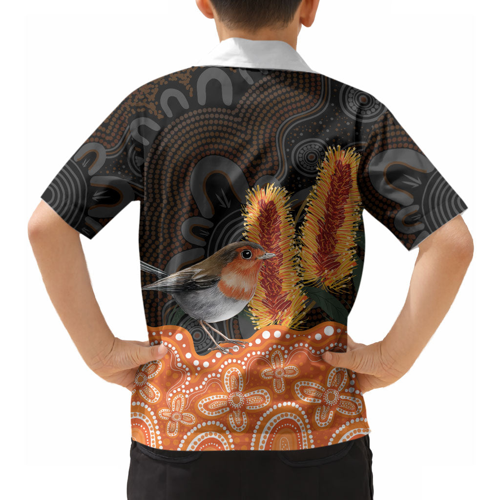 Australia Leukemia Awareness Month Hawaiian Shirt Flame Robin Bottlebrush Aboriginal Art