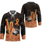 Australia Leukemia Awareness Month Hockey Jersey Flame Robin Bottlebrush Aboriginal Art