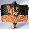 Australia Leukemia Awareness Month Hooded Blanket Flame Robin Bottlebrush Aboriginal Art