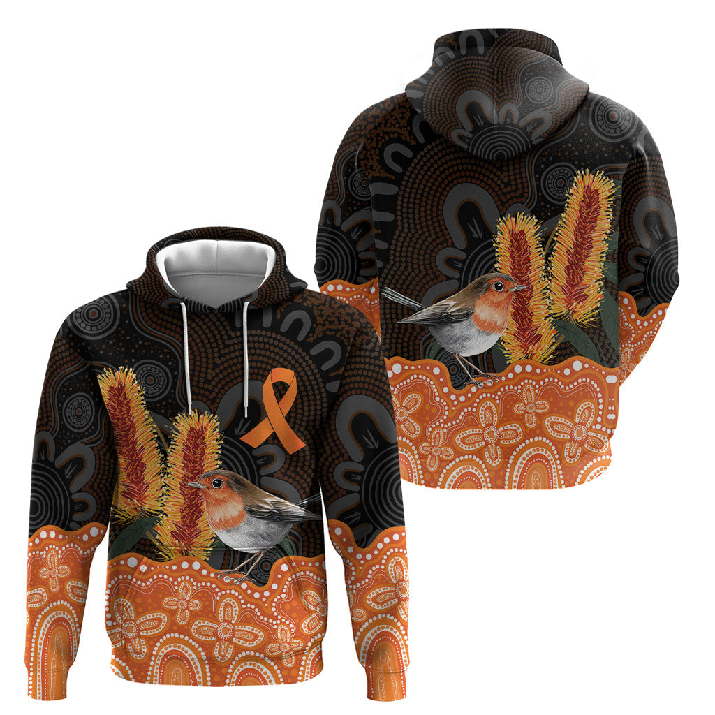 Australia Leukemia Awareness Month Hoodie Flame Robin Bottlebrush Aboriginal Art