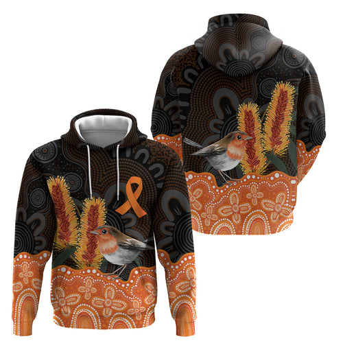 Australia Leukemia Awareness Month Hoodie Flame Robin Bottlebrush Aboriginal Art
