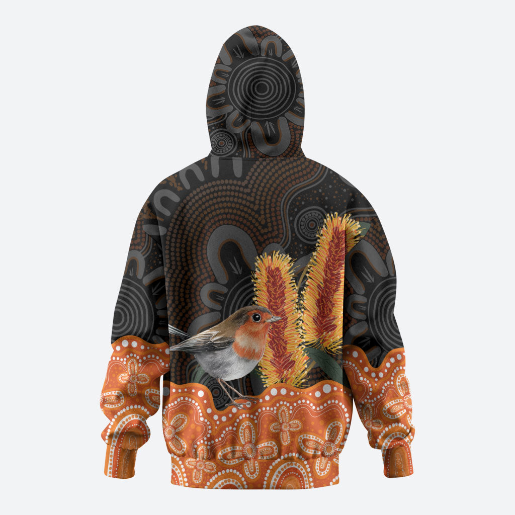 Australia Leukemia Awareness Month Hoodie Flame Robin Bottlebrush Aboriginal Art