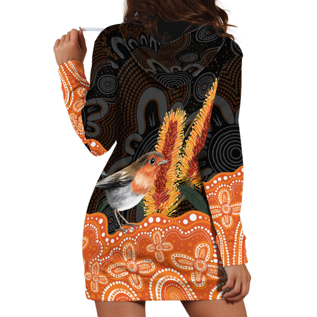 Australia Leukemia Awareness Month Hoodie Dress Flame Robin Bottlebrush Aboriginal Art