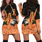 Australia Leukemia Awareness Month Hoodie Dress Flame Robin Bottlebrush Aboriginal Art