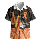 Australia Leukemia Awareness Month Kid Hawaiian Shirt Flame Robin Bottlebrush Aboriginal Art