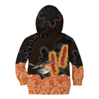 Australia Leukemia Awareness Month Kid Hoodie Flame Robin Bottlebrush Aboriginal Art