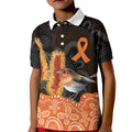 Australia Leukemia Awareness Month Kid Polo Shirt Flame Robin Bottlebrush Aboriginal Art