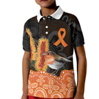 Australia Leukemia Awareness Month Kid Polo Shirt Flame Robin Bottlebrush Aboriginal Art