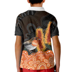 Australia Leukemia Awareness Month Kid Polo Shirt Flame Robin Bottlebrush Aboriginal Art
