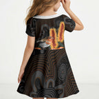 Australia Leukemia Awareness Month Kid Short Sleeve Dress Flame Robin Bottlebrush Aboriginal Art