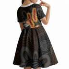 Australia Leukemia Awareness Month Kid Short Sleeve Dress Flame Robin Bottlebrush Aboriginal Art