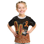 Australia Leukemia Awareness Month Kid T Shirt Flame Robin Bottlebrush Aboriginal Art
