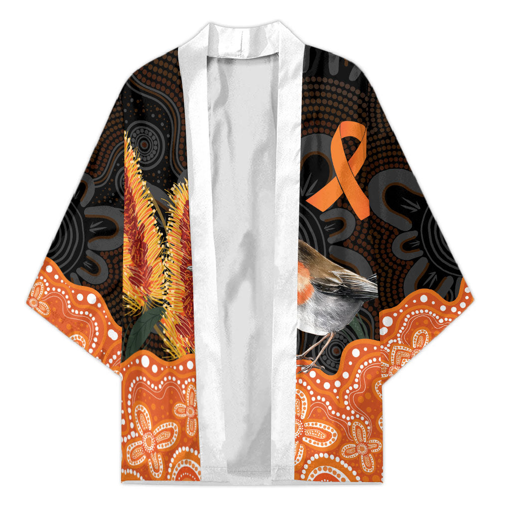 Australia Leukemia Awareness Month Kimono Flame Robin Bottlebrush Aboriginal Art