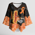 Australia Leukemia Awareness Month Kimono Sleeve Blouse Flame Robin Bottlebrush Aboriginal Art