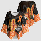 Australia Leukemia Awareness Month Kimono Sleeve Blouse Flame Robin Bottlebrush Aboriginal Art