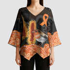 Australia Leukemia Awareness Month Kimono Sleeve Blouse Flame Robin Bottlebrush Aboriginal Art