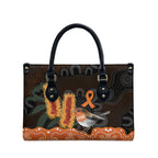 Australia Leukemia Awareness Month Leather Bag Flame Robin Bottlebrush Aboriginal Art