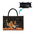 Australia Leukemia Awareness Month Leather Bag Flame Robin Bottlebrush Aboriginal Art