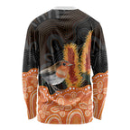 Australia Leukemia Awareness Month Long Sleeve Shirt Flame Robin Bottlebrush Aboriginal Art