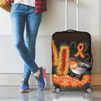 Australia Leukemia Awareness Month Luggage Cover Flame Robin Bottlebrush Aboriginal Art