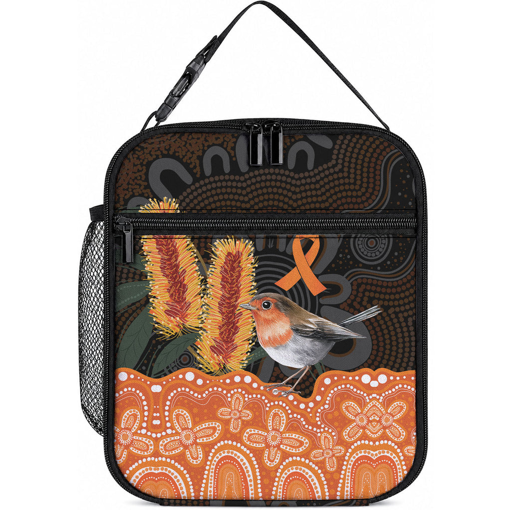 Australia Leukemia Awareness Month Lunch Bag Flame Robin Bottlebrush Aboriginal Art