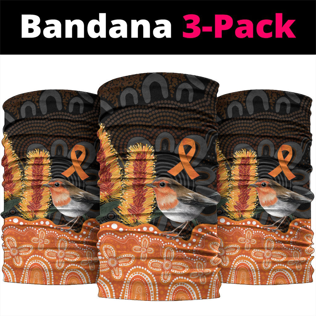 Australia Leukemia Awareness Month Neck Gaiter Flame Robin Bottlebrush Aboriginal Art