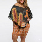 Australia Leukemia Awareness Month Off Shoulder Short Dress Flame Robin Bottlebrush Aboriginal Art