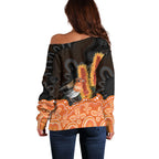 Australia Leukemia Awareness Month Off Shoulder Sweater Flame Robin Bottlebrush Aboriginal Art