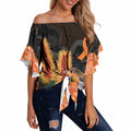 Australia Leukemia Awareness Month Off Shoulder Wrap Waist Top Flame Robin Bottlebrush Aboriginal Art