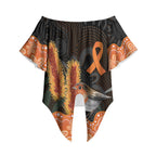 Australia Leukemia Awareness Month Off Shoulder Wrap Waist Top Flame Robin Bottlebrush Aboriginal Art