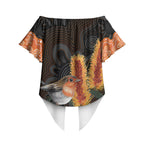 Australia Leukemia Awareness Month Off Shoulder Wrap Waist Top Flame Robin Bottlebrush Aboriginal Art