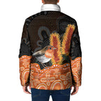 Australia Leukemia Awareness Month Padded Jacket Flame Robin Bottlebrush Aboriginal Art
