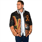 Australia Leukemia Awareness Month Padded Jacket Flame Robin Bottlebrush Aboriginal Art