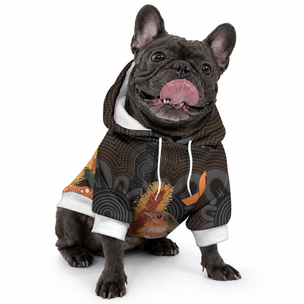 Australia Leukemia Awareness Month Pet Hoodie Flame Robin Bottlebrush Aboriginal Art