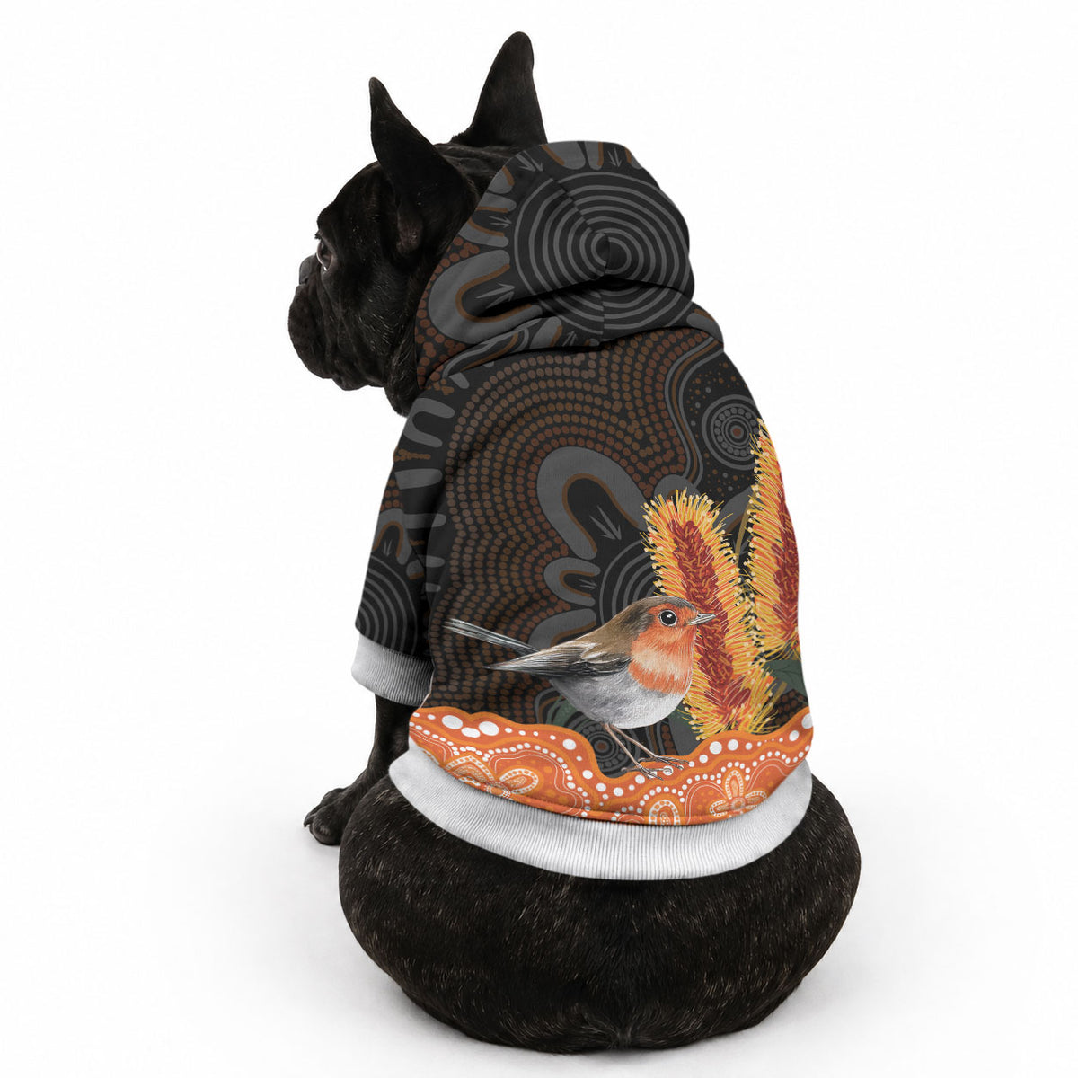 Australia Leukemia Awareness Month Pet Hoodie Flame Robin Bottlebrush Aboriginal Art