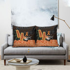 Australia Leukemia Awareness Month Pillow Cover Flame Robin Bottlebrush Aboriginal Art