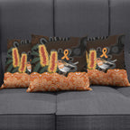 Australia Leukemia Awareness Month Pillow Cover Flame Robin Bottlebrush Aboriginal Art