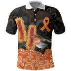 Australia Leukemia Awareness Month Polo Shirt Flame Robin Bottlebrush Aboriginal Art
