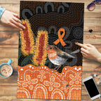 Australia Leukemia Awareness Month Puzzle Flame Robin Bottlebrush Aboriginal Art