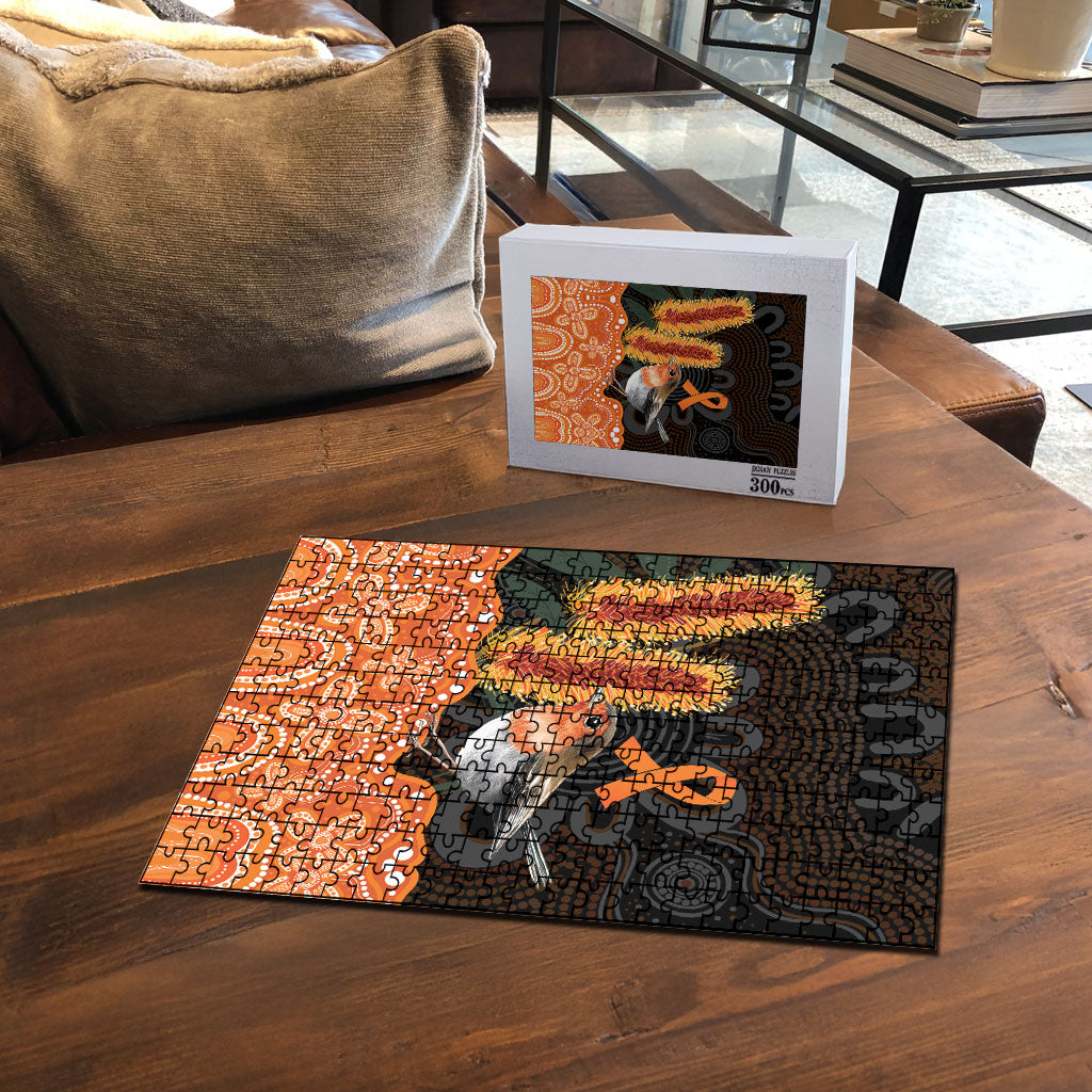 Australia Leukemia Awareness Month Puzzle Flame Robin Bottlebrush Aboriginal Art
