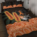 Australia Leukemia Awareness Month Quilt Bed Set Flame Robin Bottlebrush Aboriginal Art