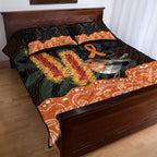 Australia Leukemia Awareness Month Quilt Bed Set Flame Robin Bottlebrush Aboriginal Art
