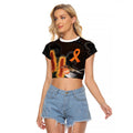 Australia Leukemia Awareness Month Raglan Cropped T Shirt Flame Robin Bottlebrush Aboriginal Art