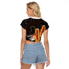 Australia Leukemia Awareness Month Raglan Cropped T Shirt Flame Robin Bottlebrush Aboriginal Art