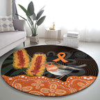 Australia Leukemia Awareness Month Round Carpet Flame Robin Bottlebrush Aboriginal Art